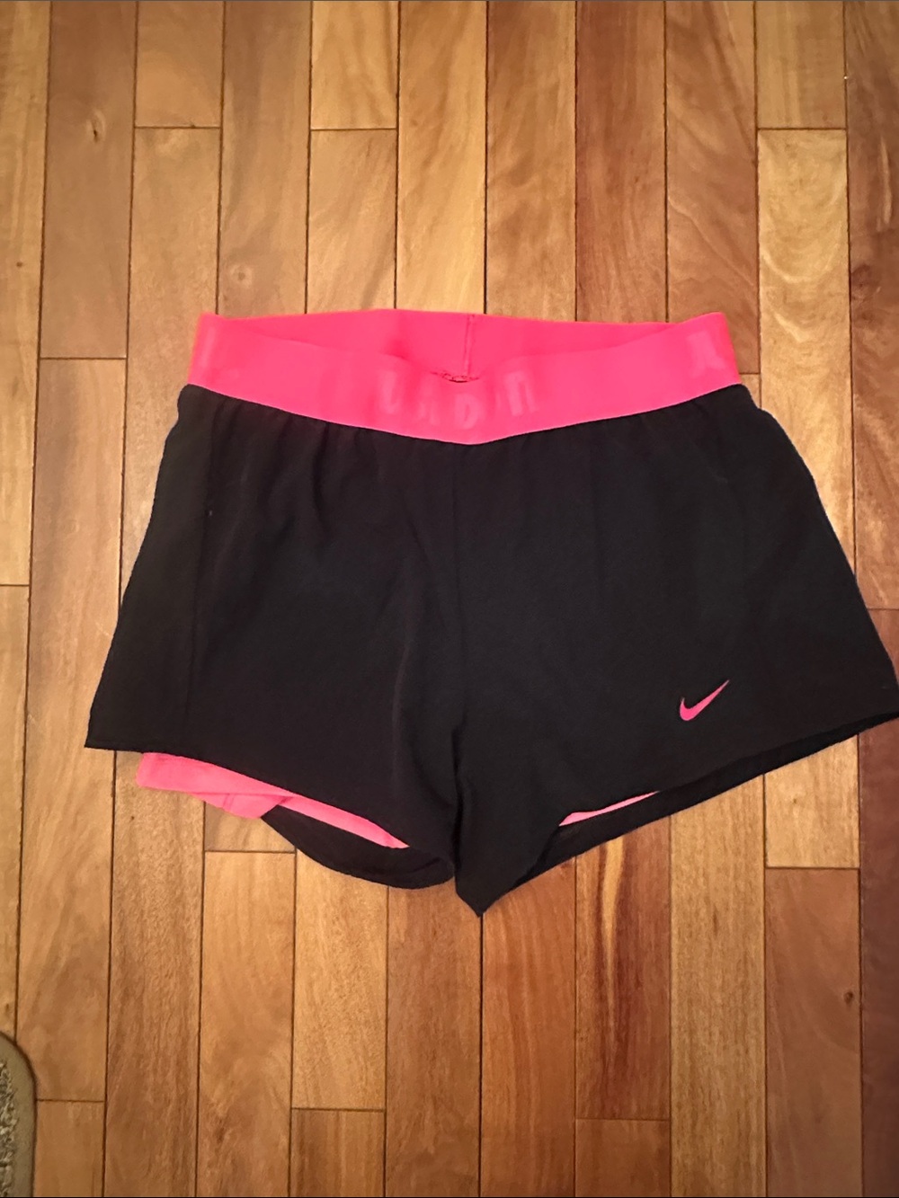 Nike Women’s Black Shorts with Bright Pink Waistband